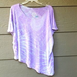 Blue Life  Departure Tee Asymmetrical Tie Dye